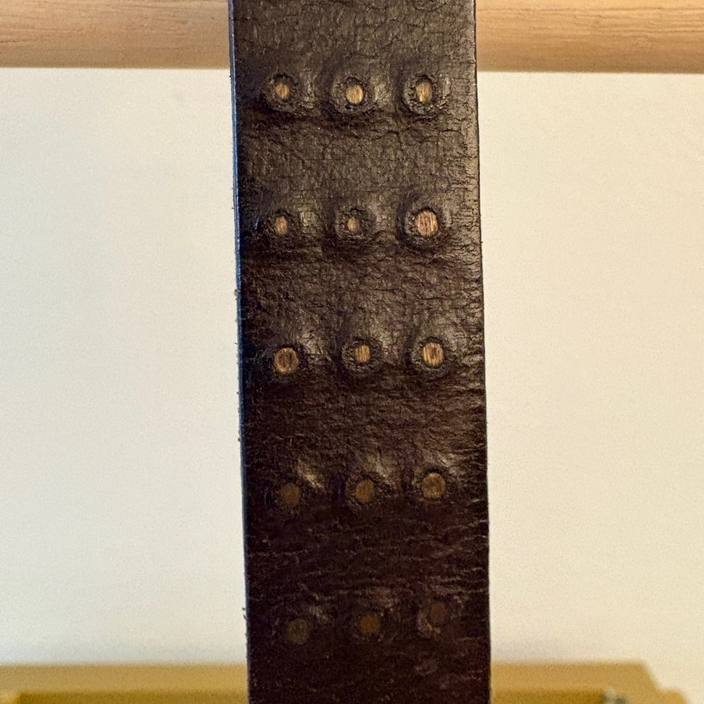 All Saints Black Leather Belt with Brass Hardware - Size M - 40” - Picture 5 of 6